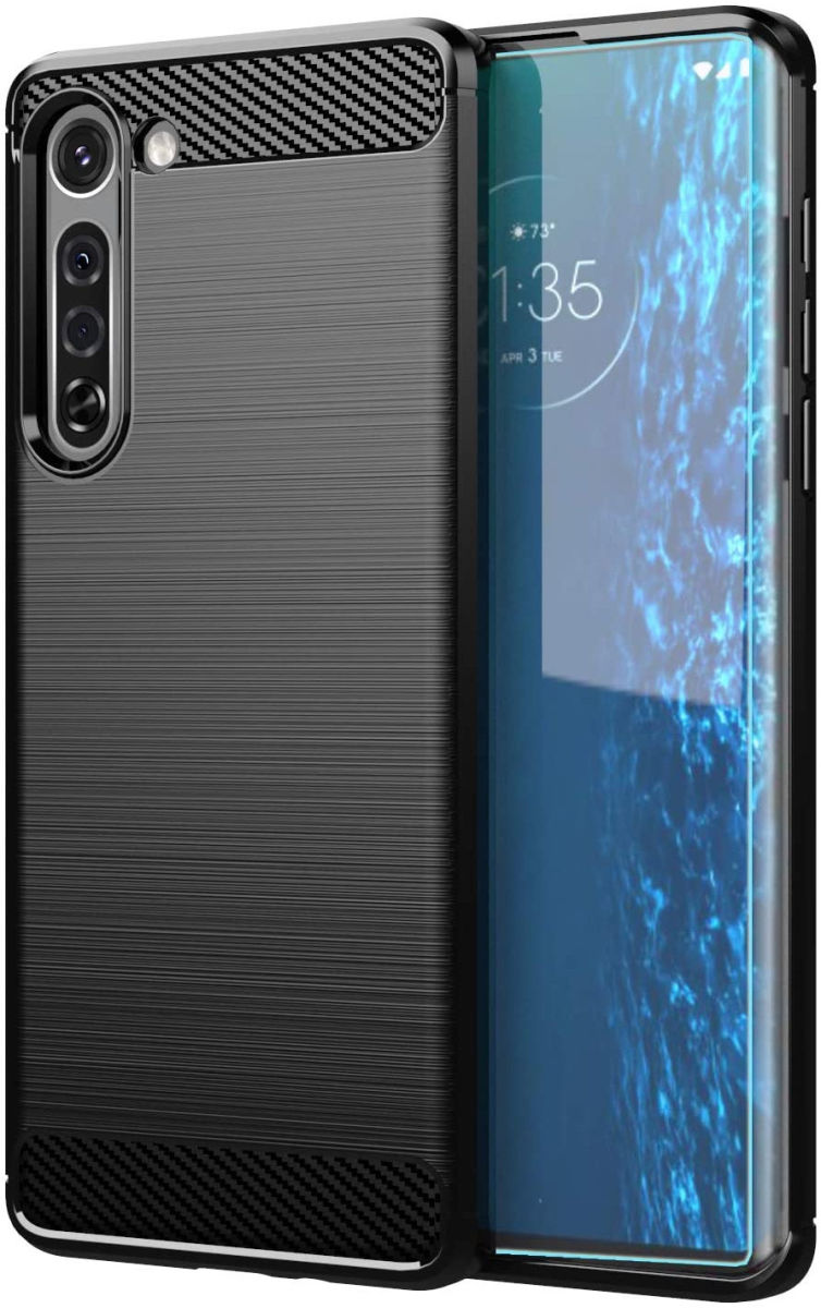 Motorola Edge Hoesje Geborsteld TPU Flexibel Zwart afbeelding 1
