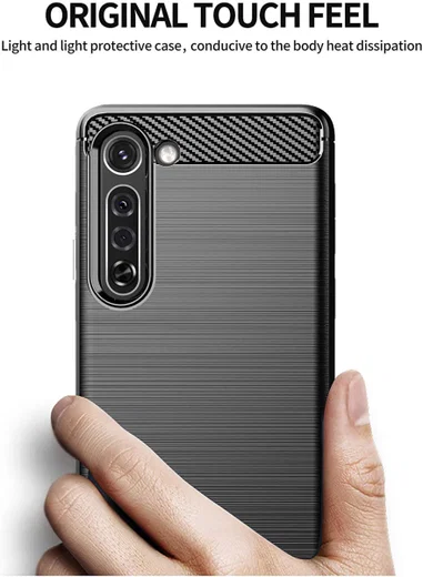 Motorola Edge Hoesje Geborsteld TPU Flexibel Zwart afbeelding 4