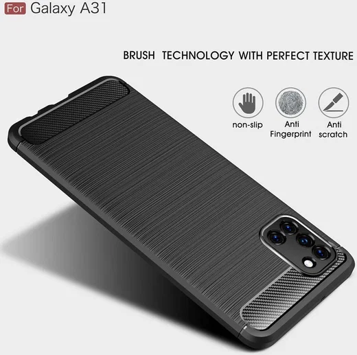 Samsung Galaxy A31 Hoesje Geborsteld TPU Flexibele Back Cover Zwart afbeelding 8