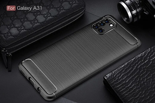 Samsung Galaxy A31 Hoesje Geborsteld TPU Flexibele Back Cover Zwart afbeelding 5