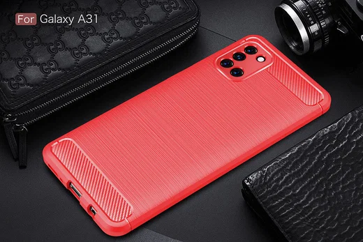 Samsung Galaxy A31 Hoesje Geborsteld TPU Flexibele Back Cover Rood afbeelding 5