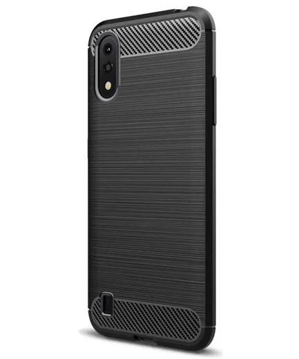 Samsung Galaxy A01 Hoesje Geborsteld TPU Flexibel Zwart afbeelding 1