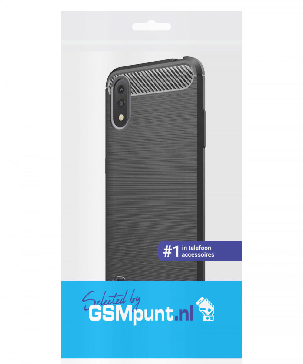 Samsung Galaxy A01 Hoesje Geborsteld TPU Flexibel Zwart afbeelding 2