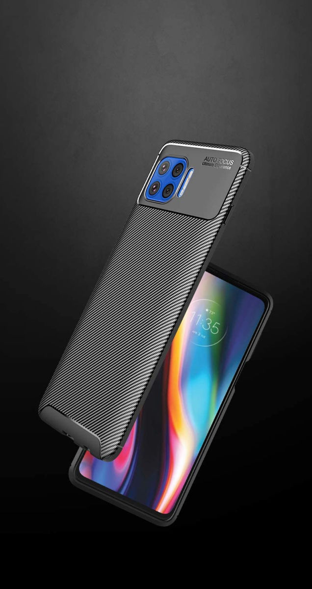 Motorola Moto G 5G Plus Siliconen Carbon Hoesje Zwart afbeelding 2