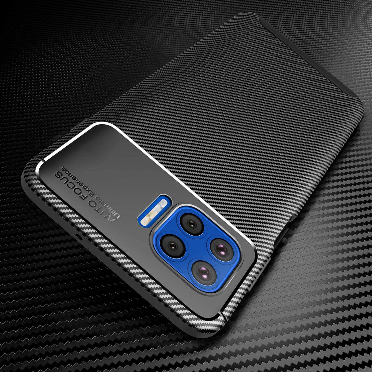 Motorola Moto G 5G Plus Siliconen Carbon Hoesje Zwart afbeelding 4