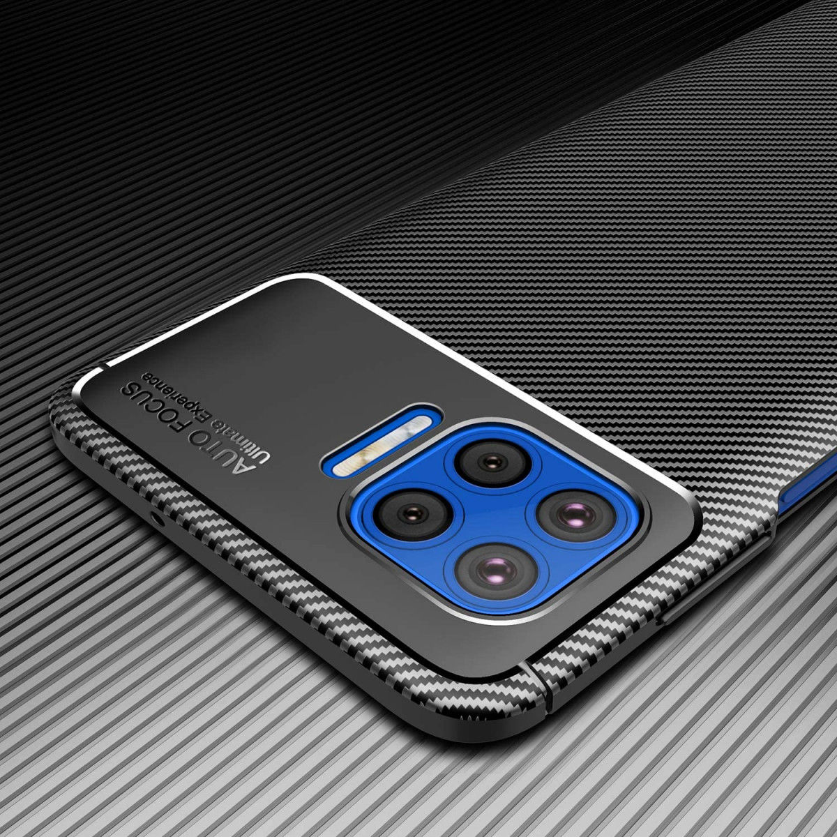 Motorola Moto G 5G Plus Siliconen Carbon Hoesje Zwart afbeelding 8