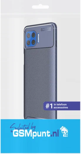 Motorola Moto G 5G Plus Siliconen Carbon Hoesje Blauw afbeelding 3