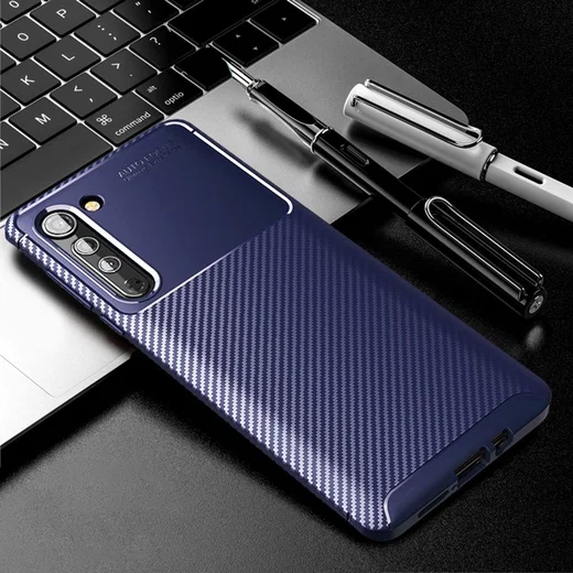 Motorola Edge Siliconen Carbon Hoesje Blauw afbeelding 3