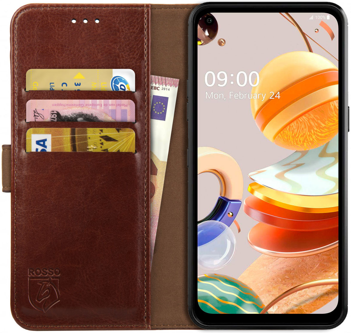 Rosso Element LG K61 Hoesje Book Cover Wallet Case Bruin afbeelding 1