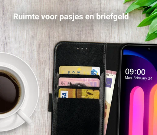 Rosso Element LG V60 ThinQ Hoesje Book Cover Wallet Case Zwart afbeelding 9