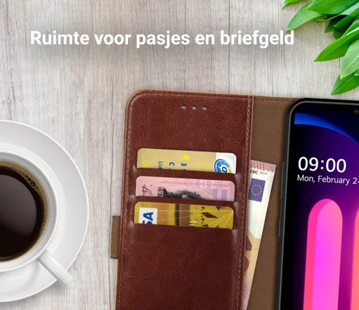 Rosso Element LG V60 ThinQ Hoesje Book Cover Wallet Case Bruin afbeelding 9