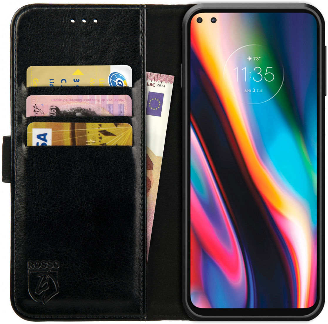 Rosso Element Motorola Moto G 5G Plus Hoesje Book Cover Zwart afbeelding 1