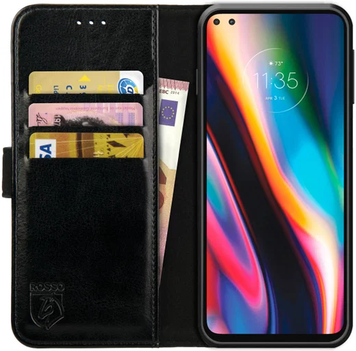 Rosso Element Motorola Moto G 5G Plus Hoesje Book Cover Zwart afbeelding 1