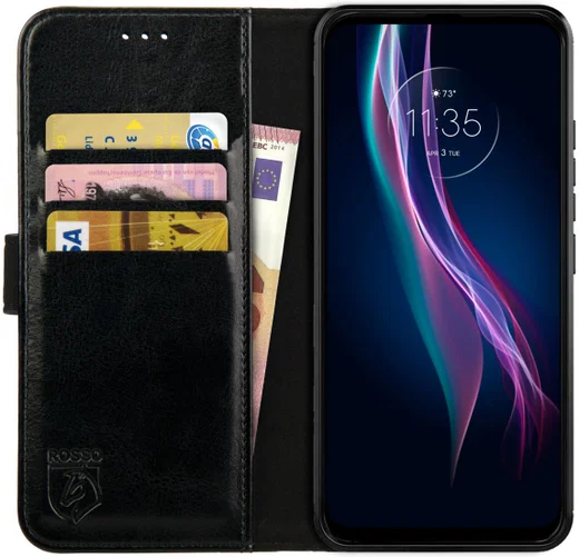 Rosso Element Motorola One Fusion Plus Hoesje Book Cover Case Zwart afbeelding 1