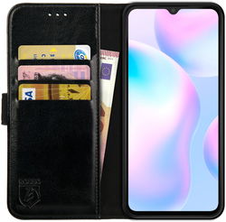 Rosso Element Xiaomi Redmi 9A Hoesje Book Cover Wallet Case Zwart afbeelding
