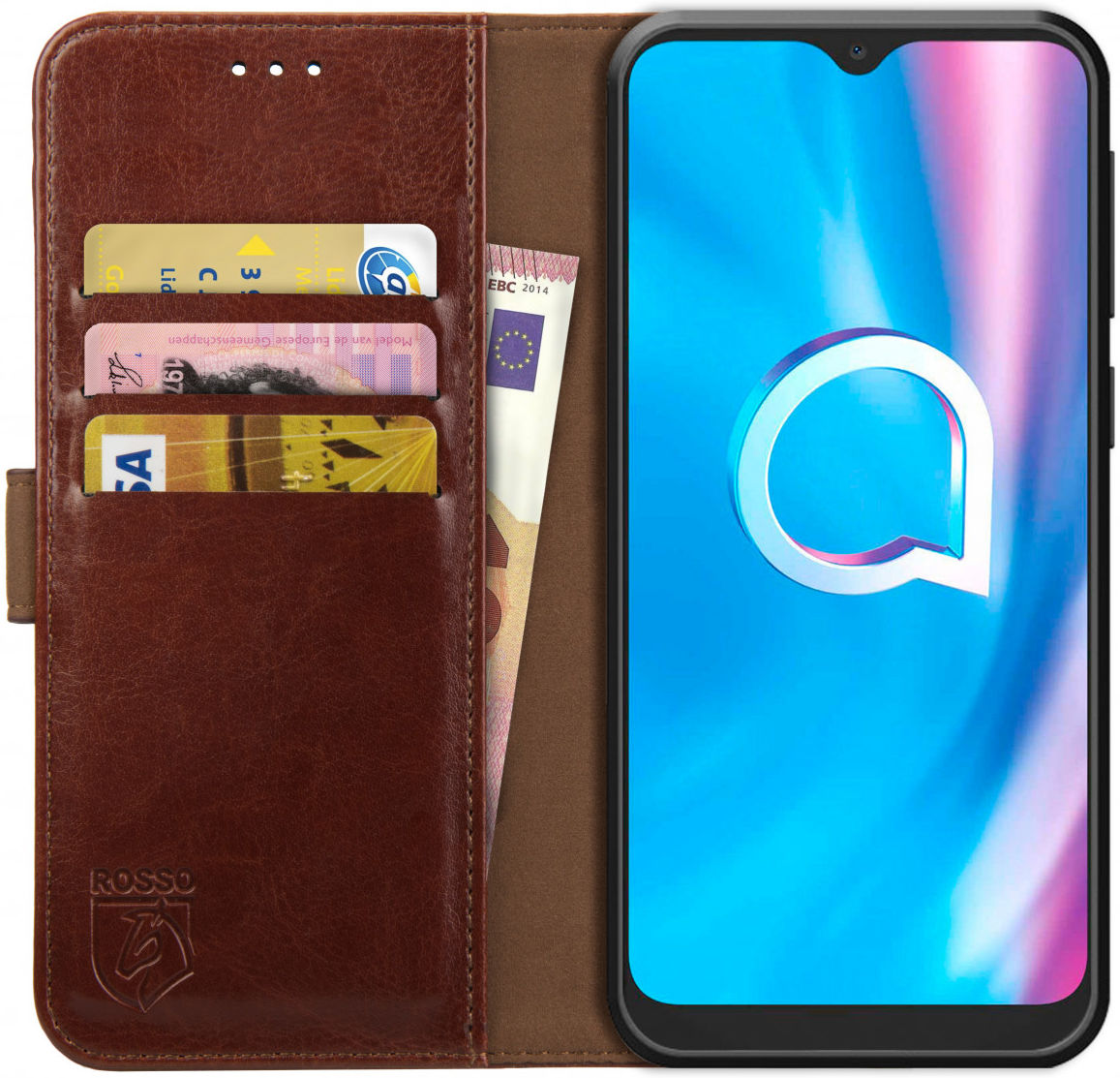 Rosso Element Alcatel 1SE 2020 Hoesje Book Cover Wallet Case Bruin afbeelding 1