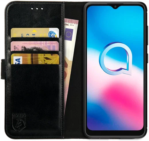 Rosso Element Alcatel 3X 2020 Hoesje Book Cover Wallet Case Zwart afbeelding 1
