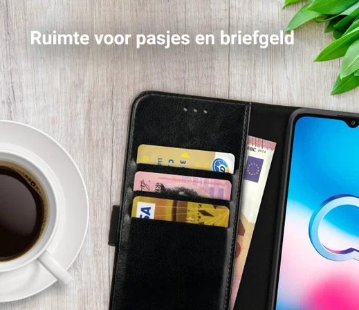 Rosso Element Alcatel 3X 2020 Hoesje Book Cover Wallet Case Zwart afbeelding 8