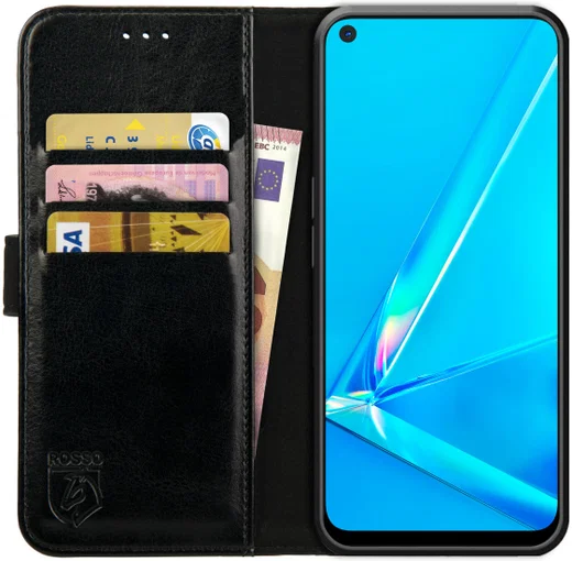 Rosso Element Oppo A52 / A72 Hoesje Book Cover Wallet Case Zwart afbeelding 1