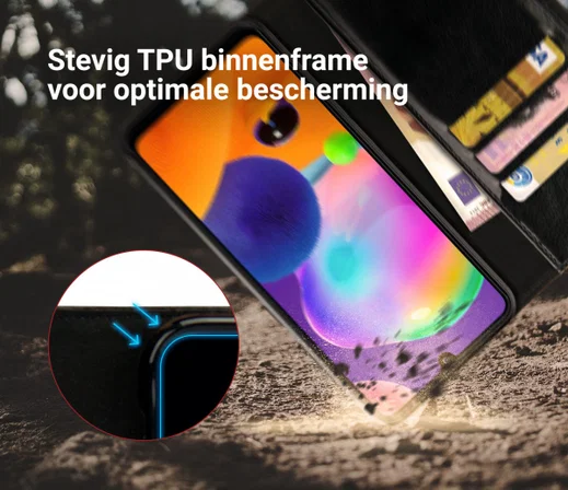 Rosso Element Samsung Galaxy A31 Hoesje Book Cover Zwart afbeelding 6