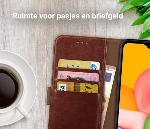 Rosso Element Samsung Galaxy A01 Hoesje Book Cover Wallet Case Bruin afbeelding 9
