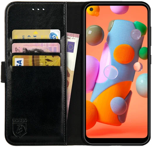 Rosso Element Samsung Galaxy A11 Hoesje Book Cover Wallet Case Zwart afbeelding 1