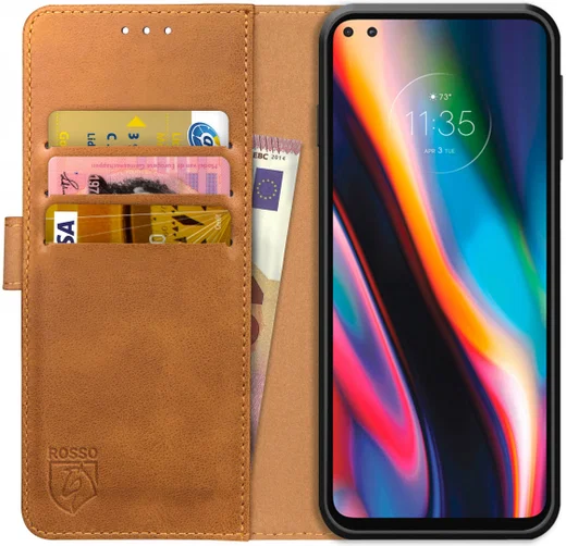 Rosso Element Motorola Moto G 5G Plus Hoesje Book Cover Lichtbruin afbeelding 1