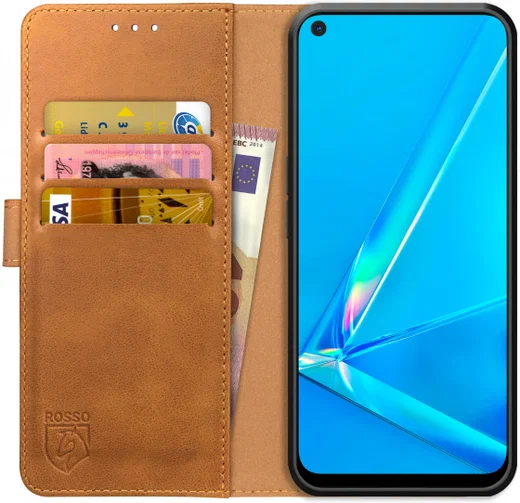 Rosso Element Oppo A52 / A72 Hoesje Book Cover Wallet Case Lichtbruin afbeelding 1