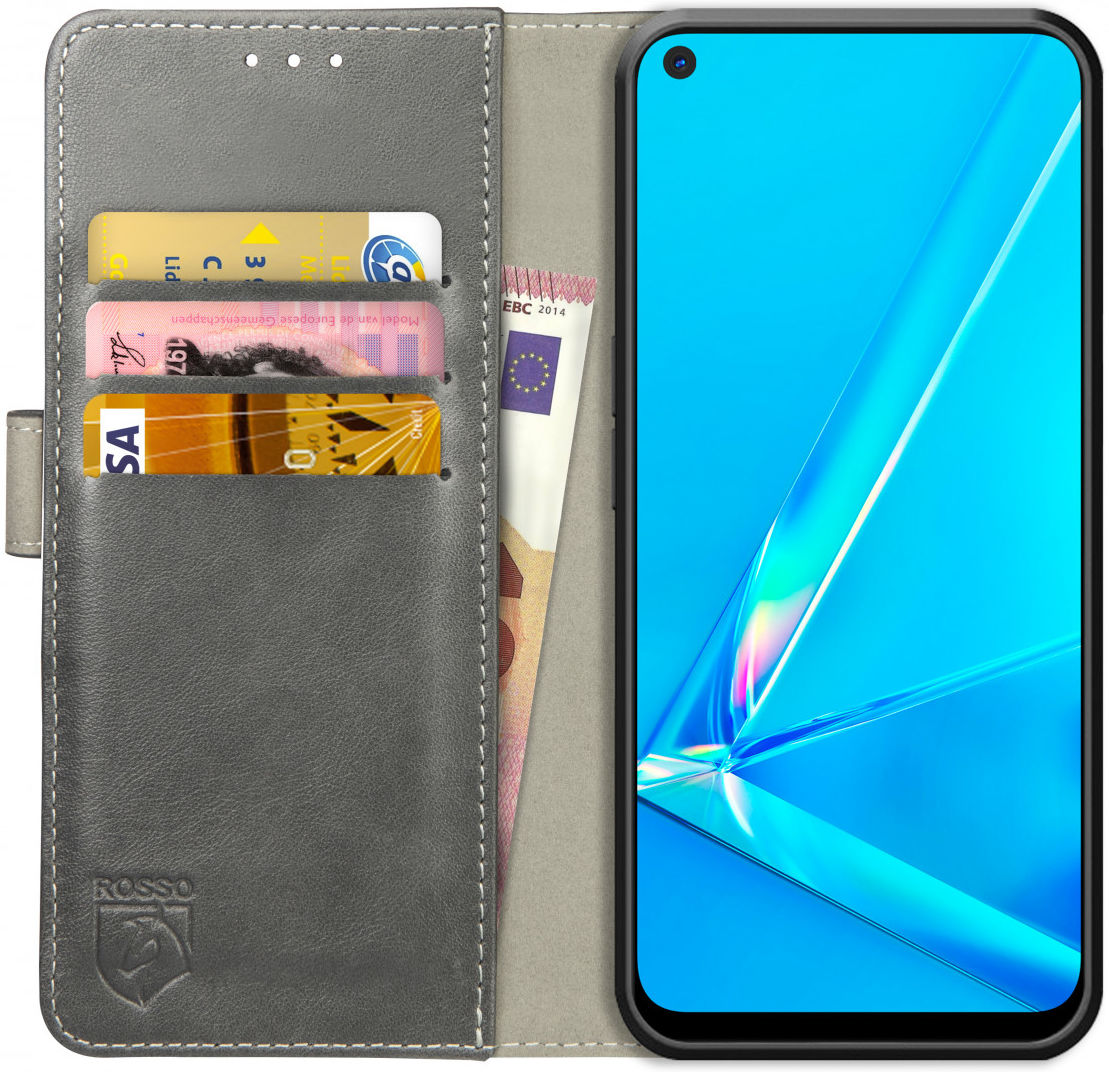 Rosso Element Oppo A52 / A72 Hoesje Book Cover Wallet Case Grijs afbeelding 1