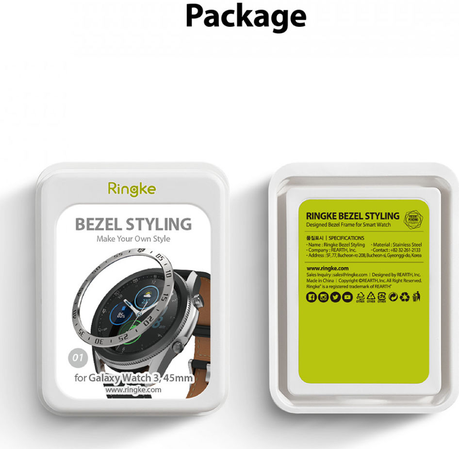 Ringke Bezel Styling - Galaxy Watch 3 45MM Randbeschermer - RVS - Zilver afbeelding 12