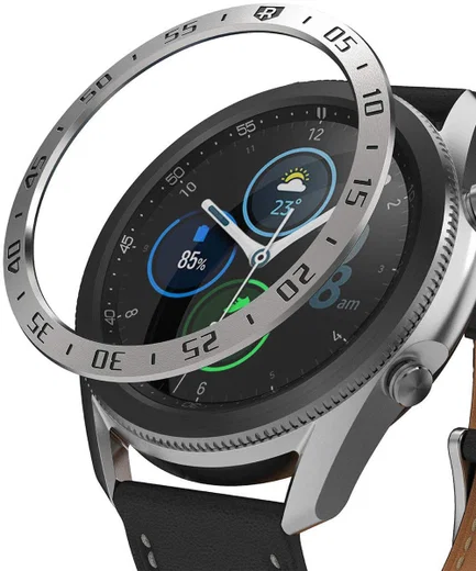 Ringke Bezel Styling - Galaxy Watch 3 45MM Randbeschermer - RVS - Zilver afbeelding 1