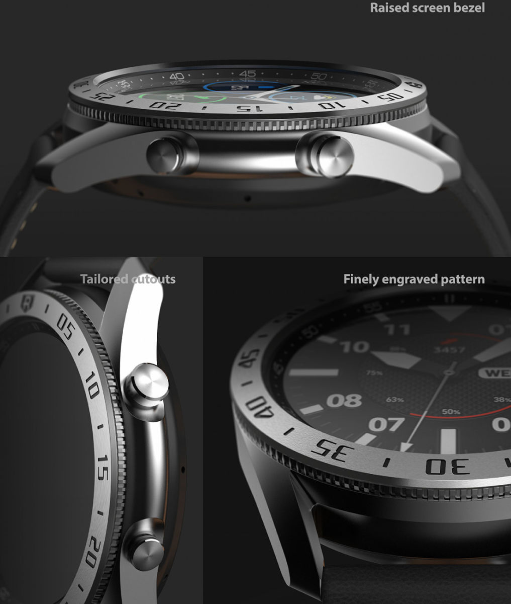 Ringke Bezel Styling - Galaxy Watch 3 45MM Randbeschermer - RVS - Zilver afbeelding 8