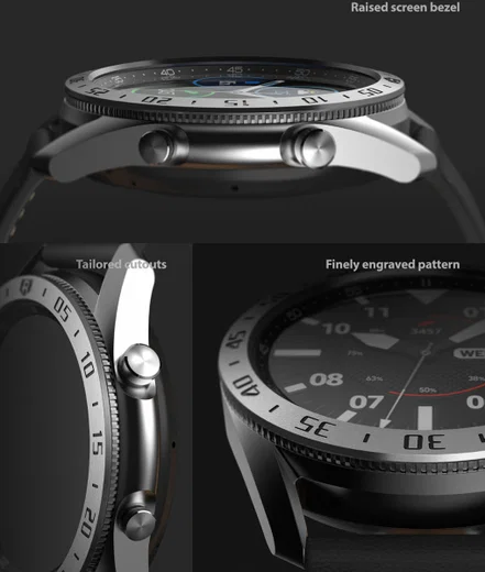 Ringke Bezel Styling - Galaxy Watch 3 45MM Randbeschermer - RVS - Zilver afbeelding 8