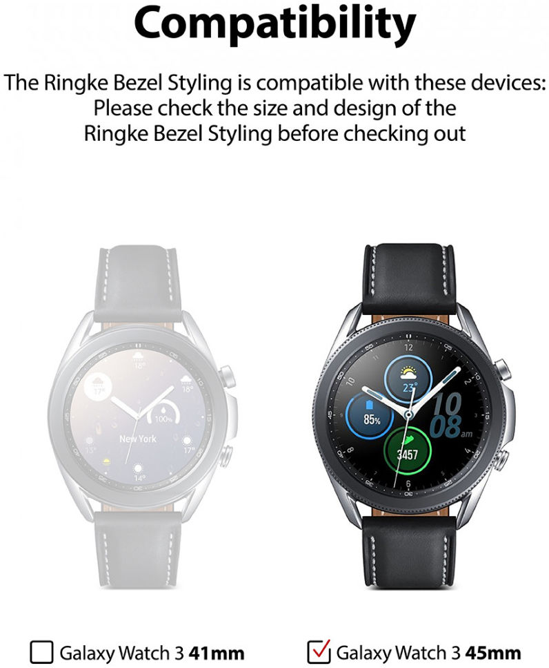 Ringke Bezel Styling - Galaxy Watch 3 45MM Randbeschermer - RVS - Zilver afbeelding 10