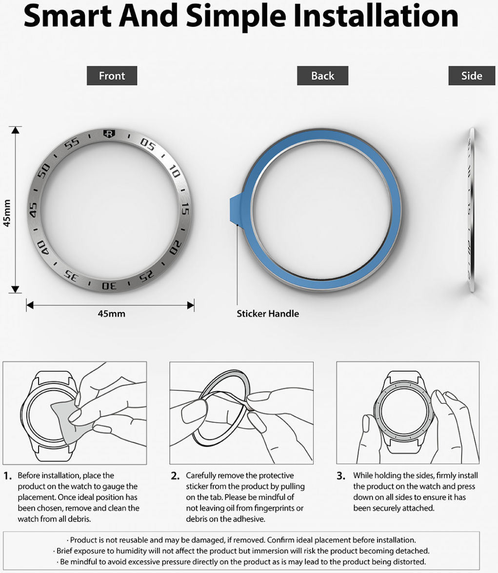 Ringke Bezel Styling Galaxy Watch 3 41MM Randbeschermer RVS Zilver afbeelding 11