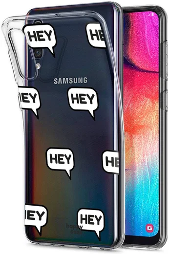 HappyCase Samsung Galaxy A50 Flexibel TPU Hoesje Hey Print afbeelding 4