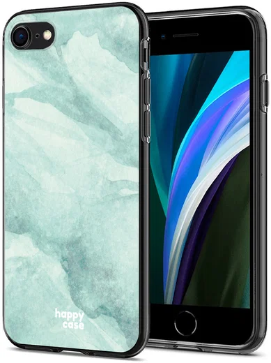 HappyCase iPhone SE 2020/2022 Hoesje Flexibel TPU Mint Marmer Print afbeelding 2