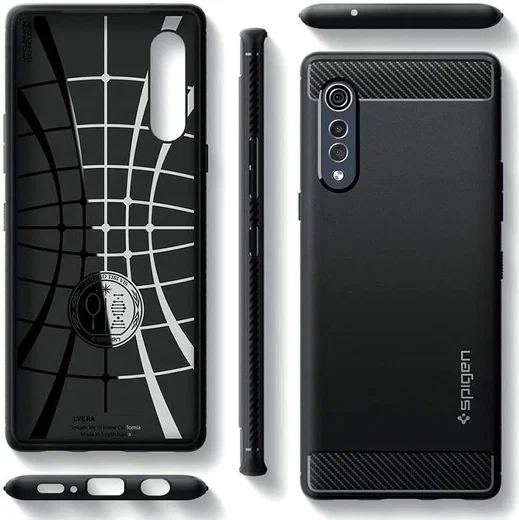 Spigen Rugged Armor LG Velvet Hoesje Matte Black afbeelding 2