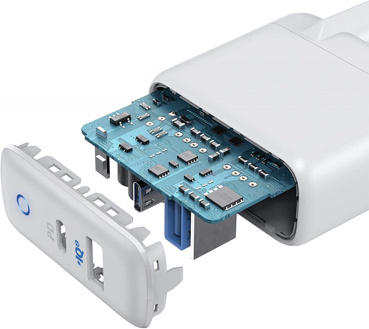 Anker PowerPort PD+ 2 Oplader 33W met USB en USB-C Power Delivery Wit afbeelding 3