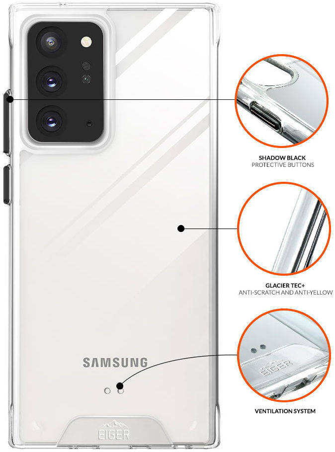 Eiger Glacier Series Samsung Galaxy Note 20 Hoesje Transparant afbeelding 3
