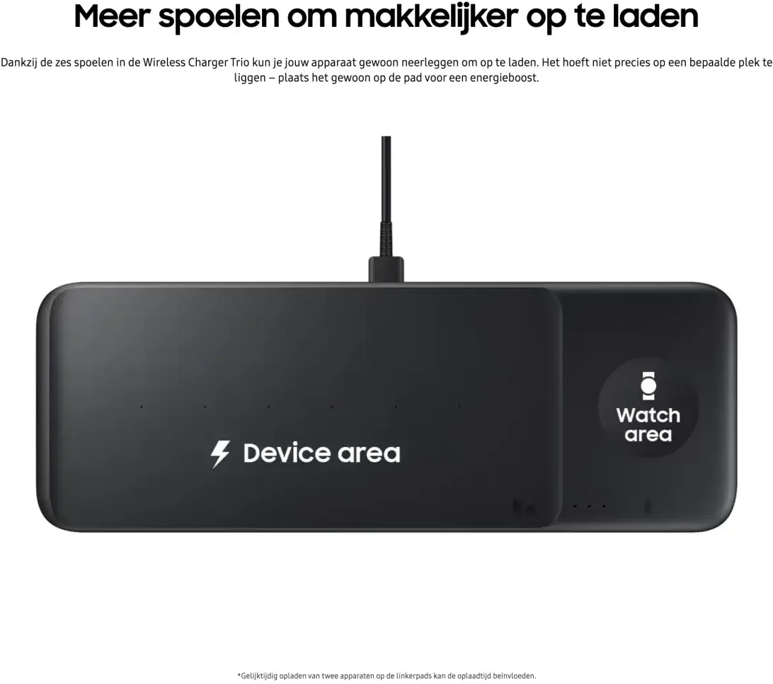 Originele Samsung 3-in-1 Draadloze Oplader Smartphone/Buds/Watch Zwart afbeelding 8