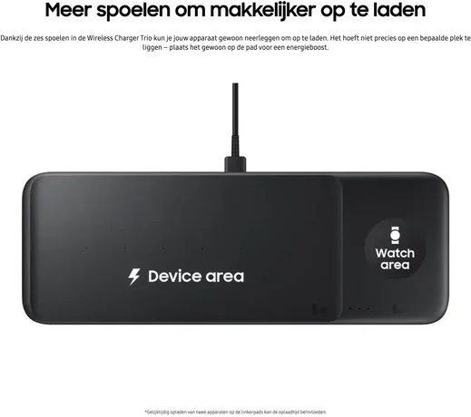 Originele Samsung 3-in-1 Draadloze Oplader Smartphone/Buds/Watch Zwart afbeelding 8