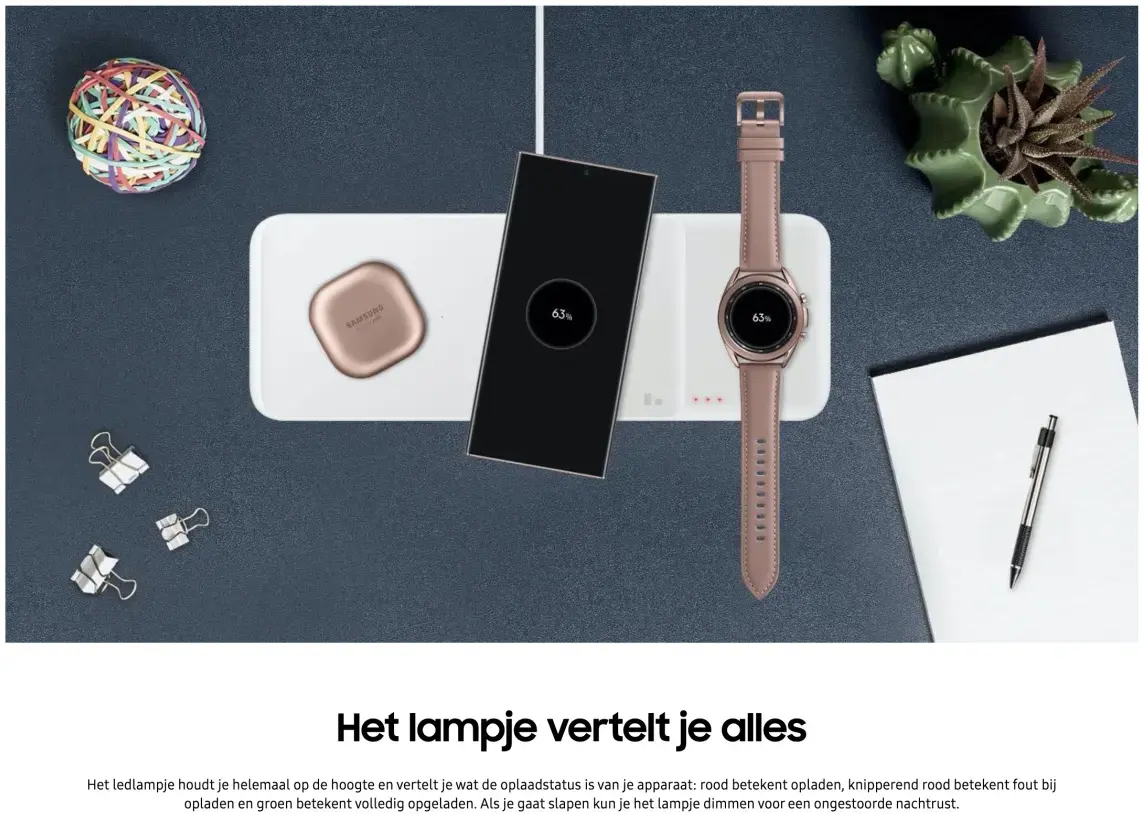 Originele Samsung 3-in-1 Draadloze Oplader Smartphone/Buds/Watch Zwart afbeelding 3