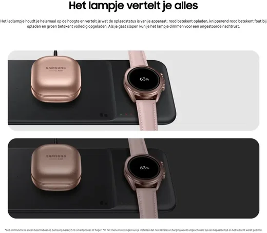 Originele Samsung 3-in-1 Draadloze Oplader Smartphone/Buds/Watch Zwart afbeelding 5