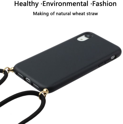 Apple iPhone XR Hoesje Back Cover Flexibel TPU met Koord Zwart afbeelding 3