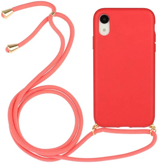 Apple iPhone XR Hoesje Back Cover Flexibel TPU met Koord Rood afbeelding 1