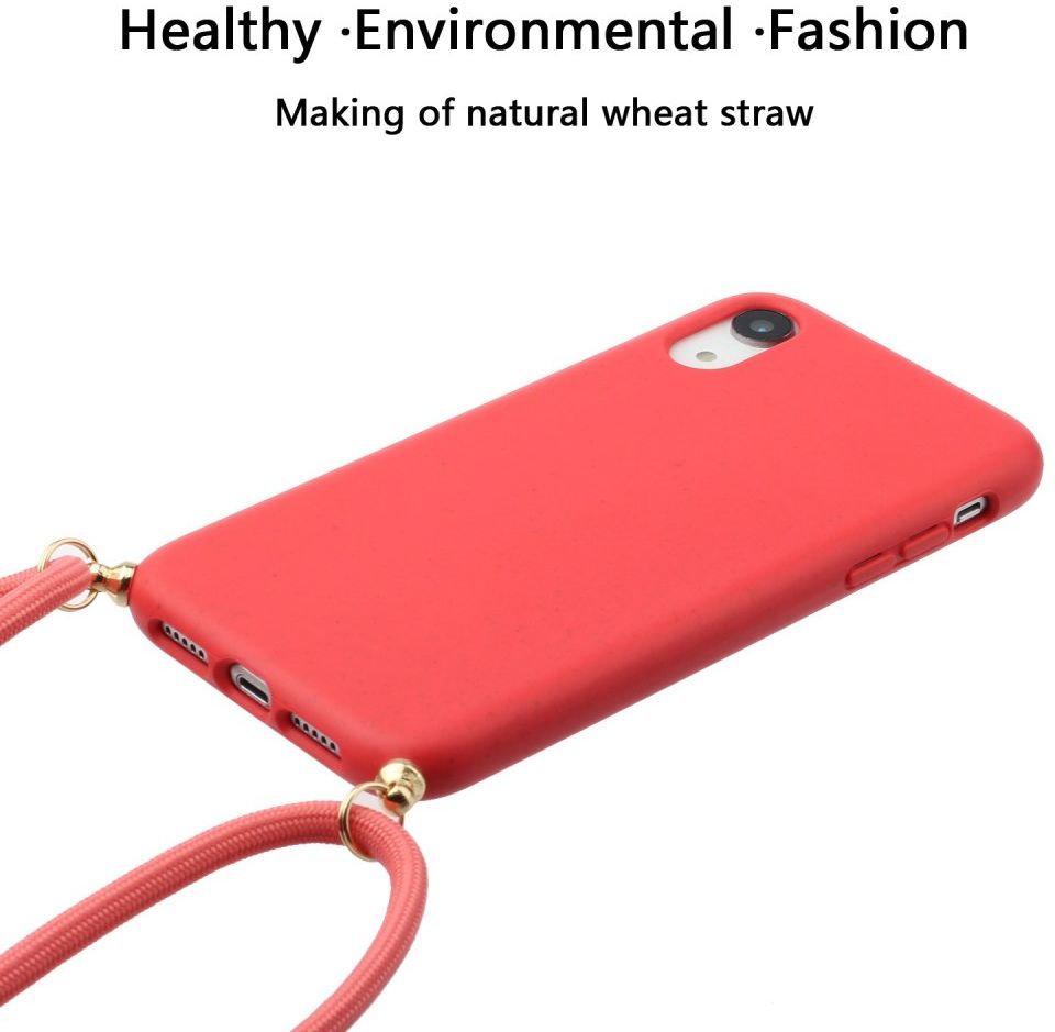 Apple iPhone XR Hoesje Back Cover Flexibel TPU met Koord Rood afbeelding 3