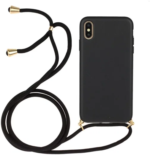 Apple iPhone XS Max Hoesje Back Cover Flexibel TPU met Koord Zwart afbeelding 1