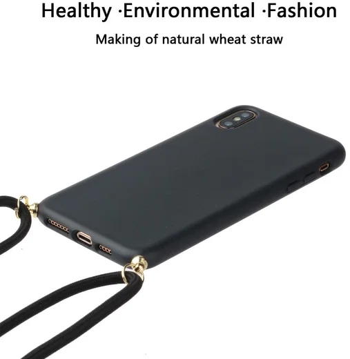 Apple iPhone XS Max Hoesje Back Cover Flexibel TPU met Koord Zwart afbeelding 3