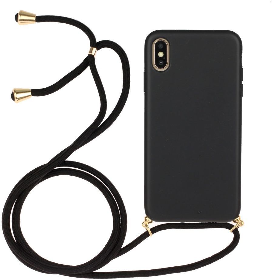 Apple iPhone X / XS Hoesje Back Cover Flexibel TPU met Koord Zwart afbeelding 1